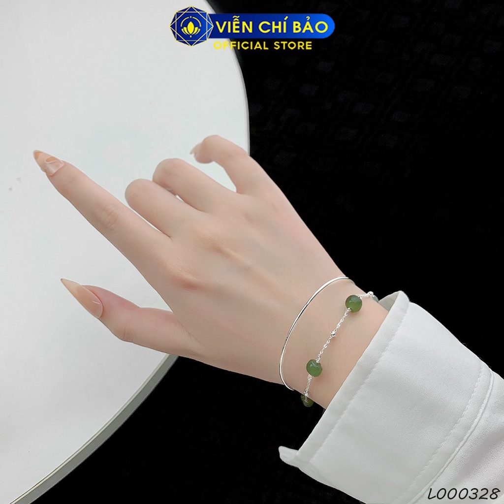 Lắc tay bạc nữ  mix đá xanh lá chất liệu bạc 925 thời trang phụ kiện trang sức Viễn Chí Bảo L000328