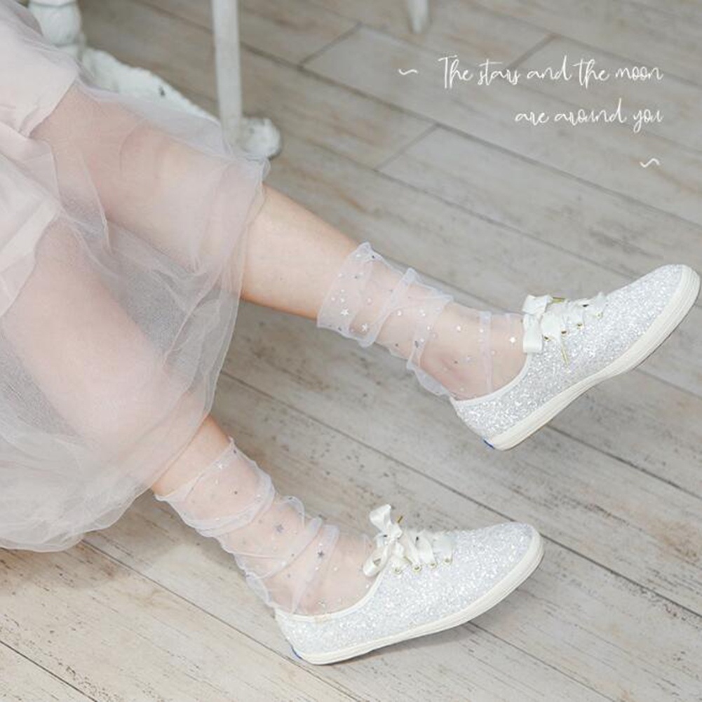 Mới Đôi Vớ Lưới Xuyên Thấu Đính Kim Sa Thời Trang Cho Nữ