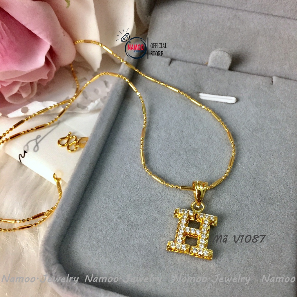 Dây Chuyền V1087 Mang Phong Cách Thời Trang Trẻ Trung Cá Tính , Mặt Đính Đá Tinh Xảo Namoo Jewelry