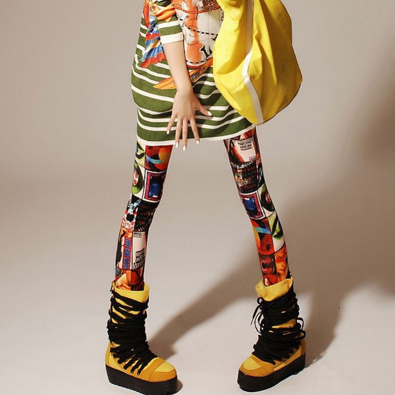 Quần Legging Lưng Cao Co Giãn In Họa Tiết Hình Học Thời Trang Xuân Thu Cho Nữ