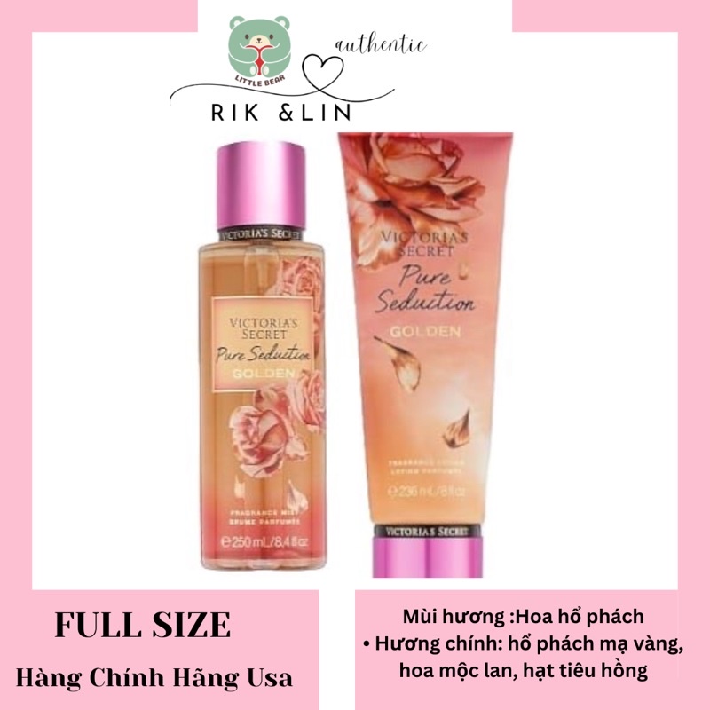 Auth_PURE SEDUCTION GOLDEN_Full Size Xịt Thơm Dưỡng Thể Body Mist USA