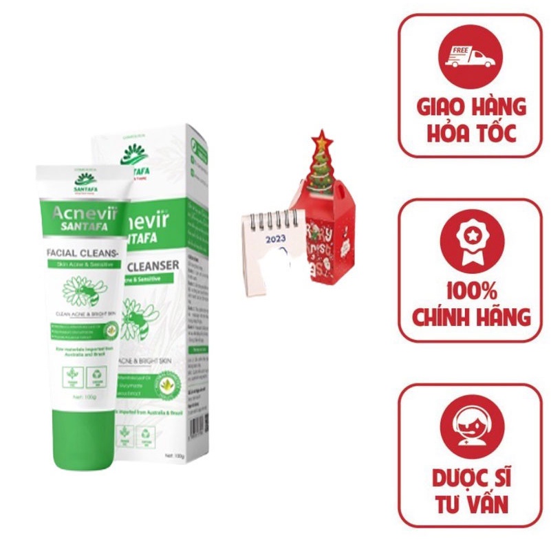 Sữa Rửa Mặt ACNEVIR SANTAFA Chiết Xuất Keo Ong Xanh Thiên Nhiên, An Toàn, Dành Cho Mọi Loại Da