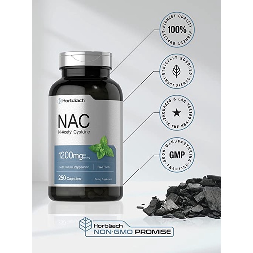 Horbaach NAC N-Acetyl-Cysteine 1200mg - Viên uống giải độc gan, chống oxy hóa và tăng cường miễn dịch 250 viên
