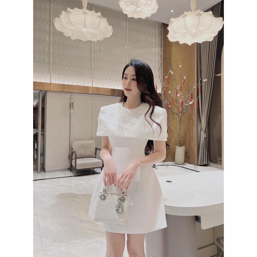 Đầm dự tiệc cổ tròn đính đá chất xốp sang chãnh-PASSION dress