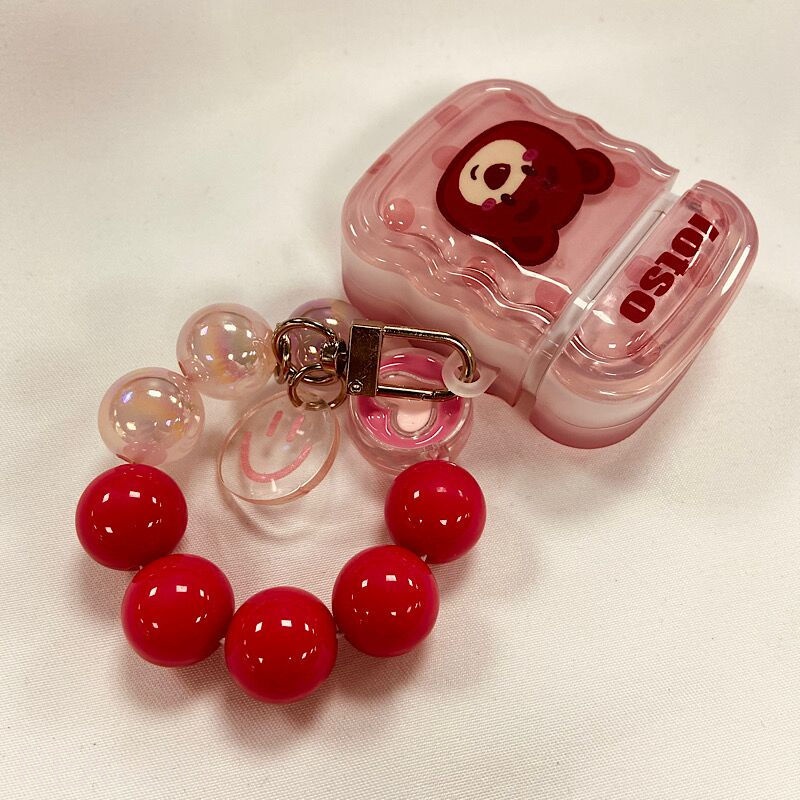 Vỏ Bảo Vệ Hộp Sạc Tai Nghe Bluetooth Không Dây airpods 1 / 2 / 3 / pro2 / 1 / 2 / 3 Hình Gấu / Dâu Tây Dễ Thương Kèm Dây Đeo