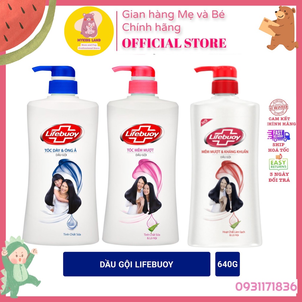 [Hoả Tốc] Dầu gội Lifebuoy Tóc Dày Óng Ả Xanh và Tóc Mềm Mượt Hồng 640g 640 g