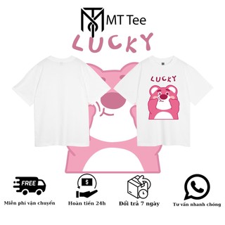 [MẪU HOT] Áo gấu hồng lotso thun Cotton 2 chiều mẫu Hot Vải Cotton Đen trắng gấu hồng 05 MTTee