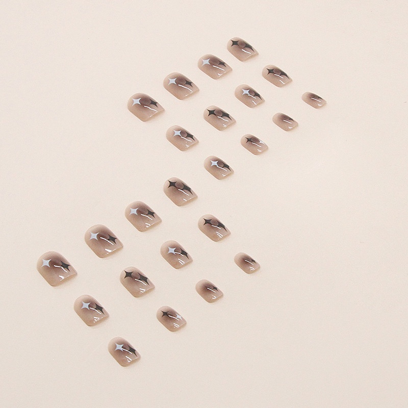 Hộp 24 Móng Tay Giả Hình Vuông Màu Đen Và Nâu R700