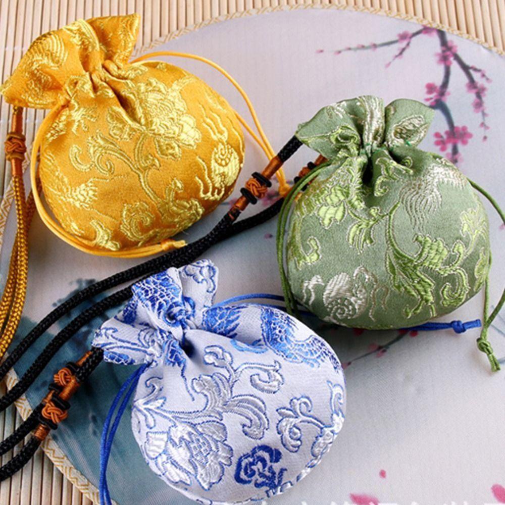 GLENES Túi Đựng Trang Sức Bằng Vải Thêu Họa Tiết Rồng Nhiều Màu Sắc Đa Năng Nhỏ Gọn Dành Cho Bạn Nữ