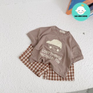 Sét bộ cotton phối quần kẻ karo