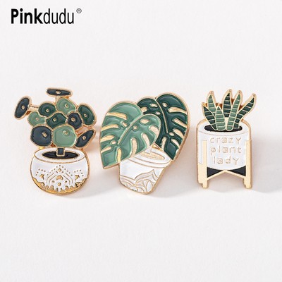 Ghim cài áo Pinkdudu PD580 bằng hợp kim tráng men kiểu chậu cây hoạt hình sáng tạo dành cho nữ