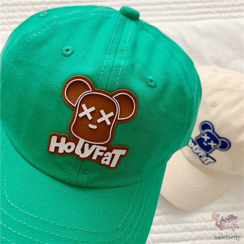 Mũ Lưỡi Trai Bằng Da Hình Chú Gấu Màu Kẹo Ngọt Phong Cách Hàn Quốc Cho Bé