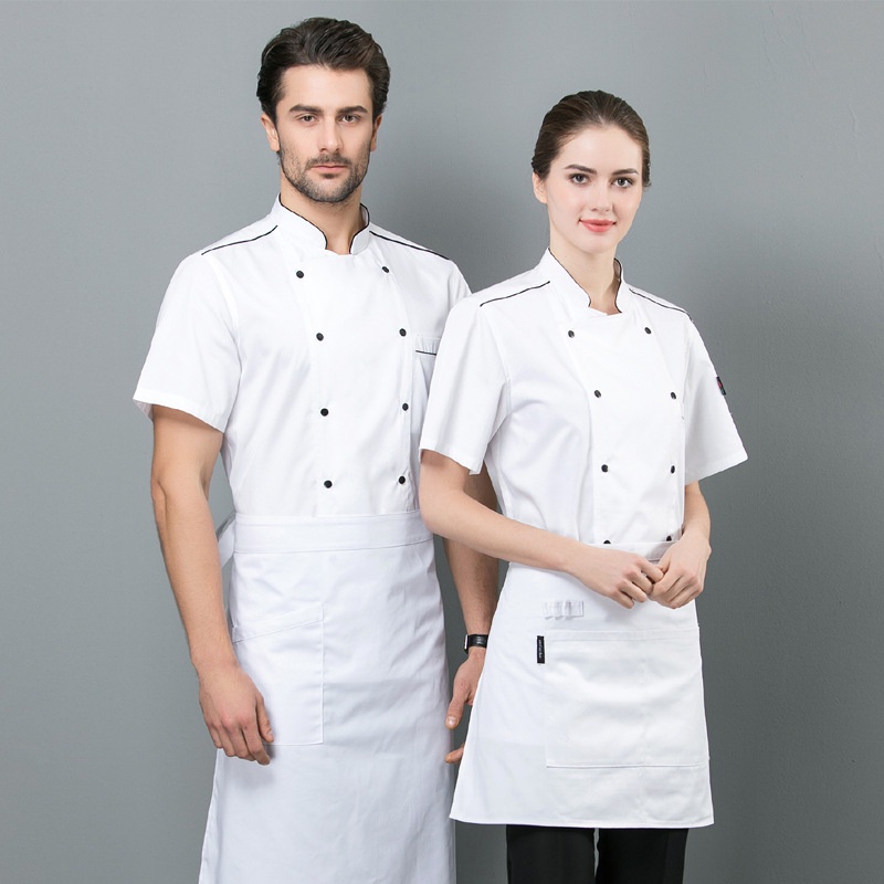 Jinrui Đồng Phục Đầu Bếp Nhà Hàng Khách Sạn Tay Ngắn Chuyên Nghiệp Tùy Chỉnh Làm Bằng Thủ Công