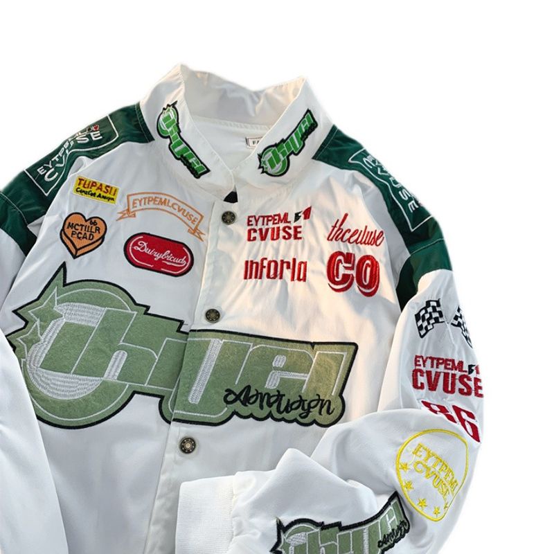 Áo Khoác Bóng Chày Dáng Rộng Thêu Họa Tiết Phong Cách Âu Mỹ retro Đường Phố Cho Nam