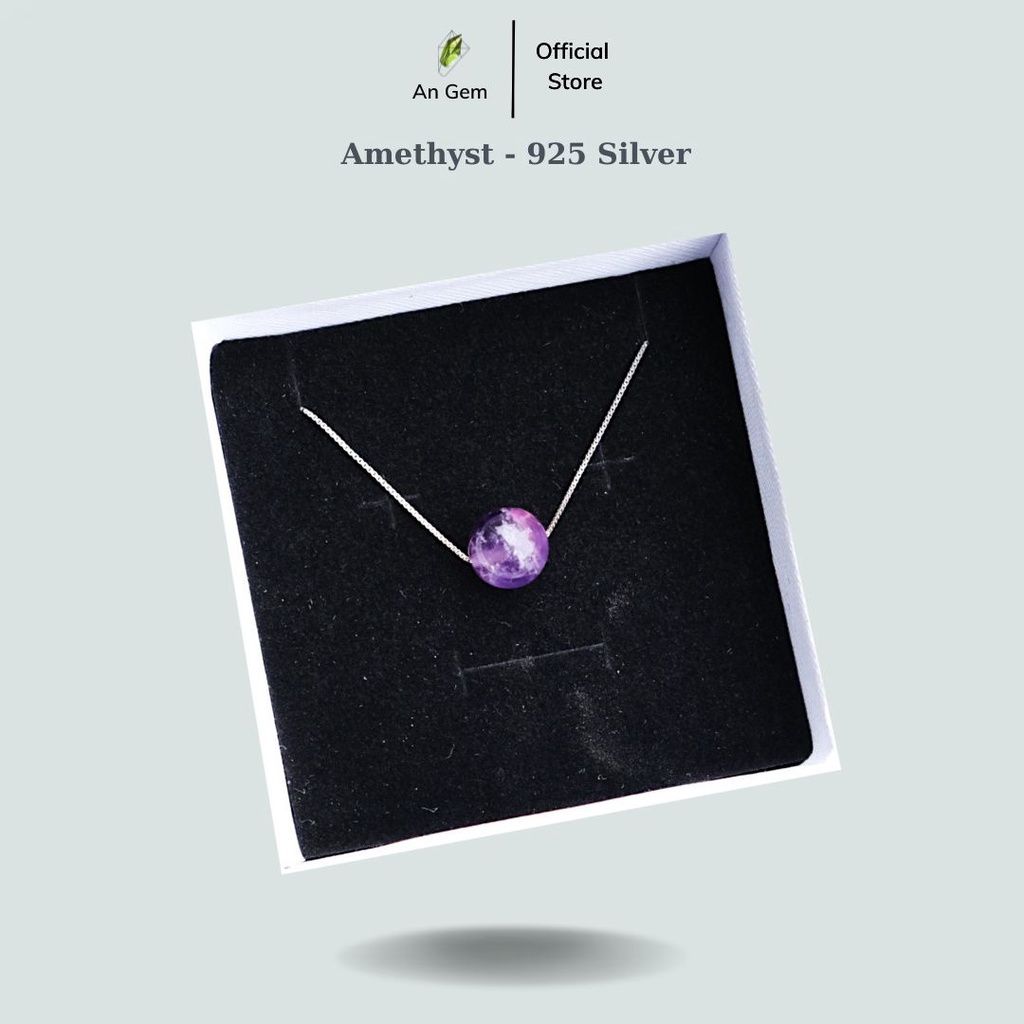 Dây chuyền bạc hạt tròn đá tự nhiên An Gem