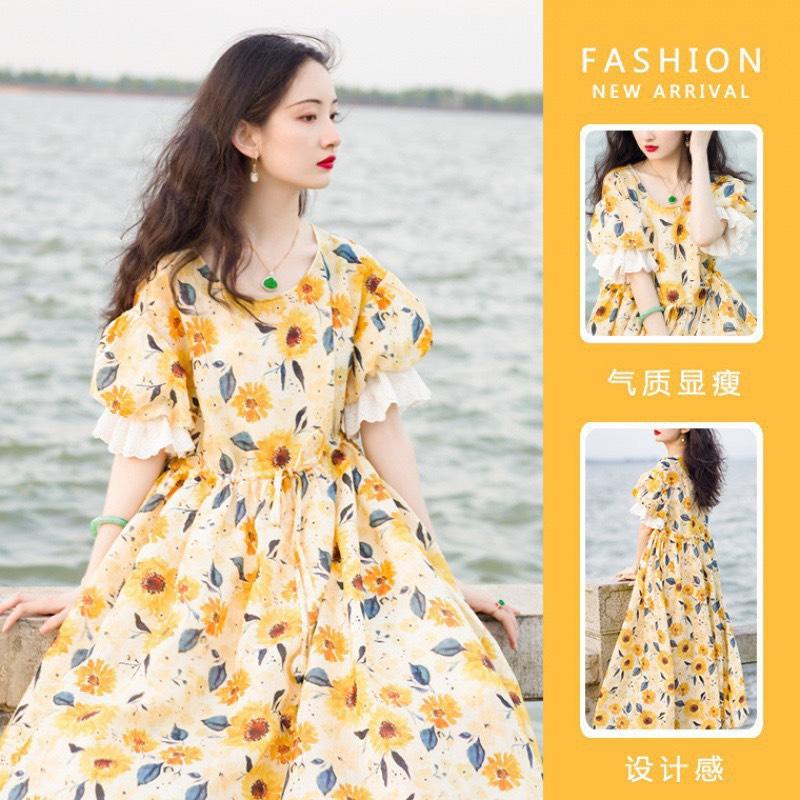 Váy hoa hướng dương thô mềm mịn