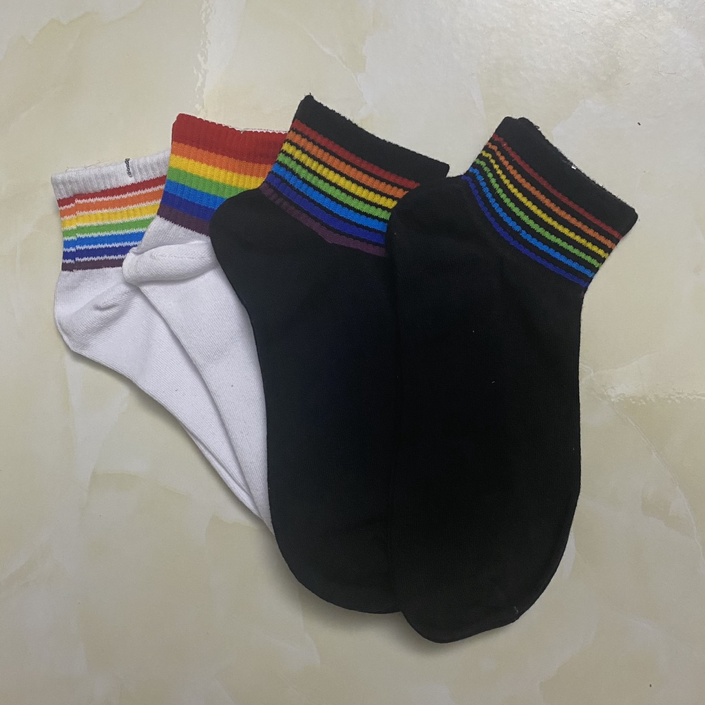 Vớ Ngắn Cổ Cầu Vồng Màu Sắc - Tất Cầu Vồng Ngắn Cổ