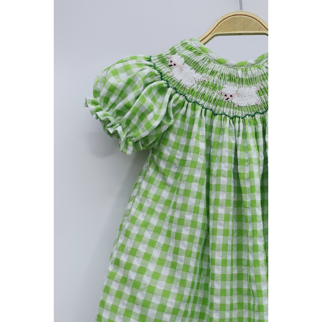 ĐẦM SMOCK CỪU CARO XANH