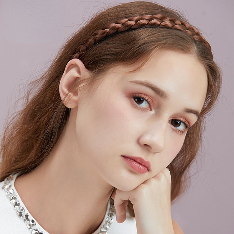 Băng Đô Cài Tóc Giả Thắt Bím Màu Đen Thời Trang