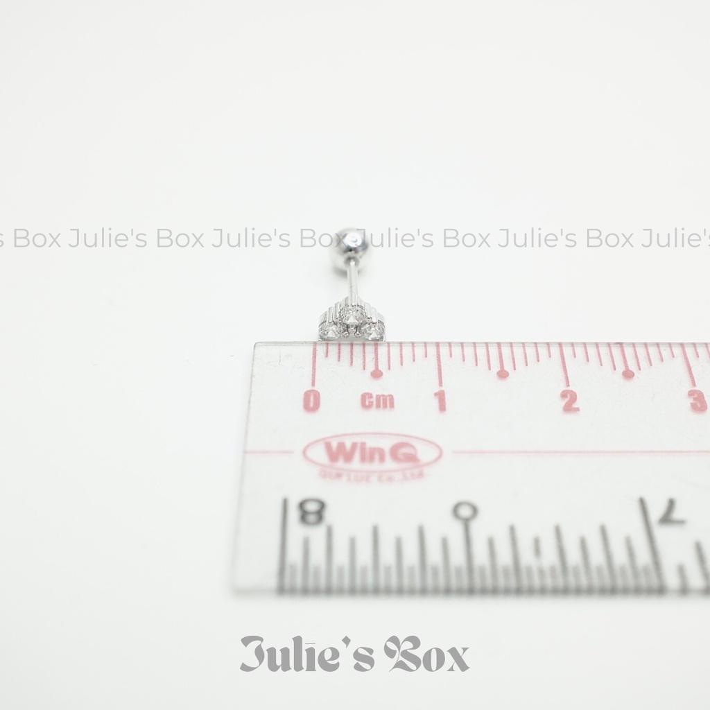 [1 Chiếc] Khuyên Tai Heart No.7 Đính Đá Màu Bạc Không Gỉ Sét Không Ngứa Bông Tai Unisex Julies Box 66