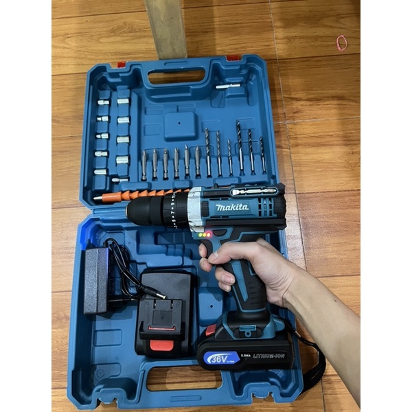 Máy khoan pin cầm tay Makita 36v có búa 3 chức năng: may khoan, máy bắn vít, tháo mở ốc