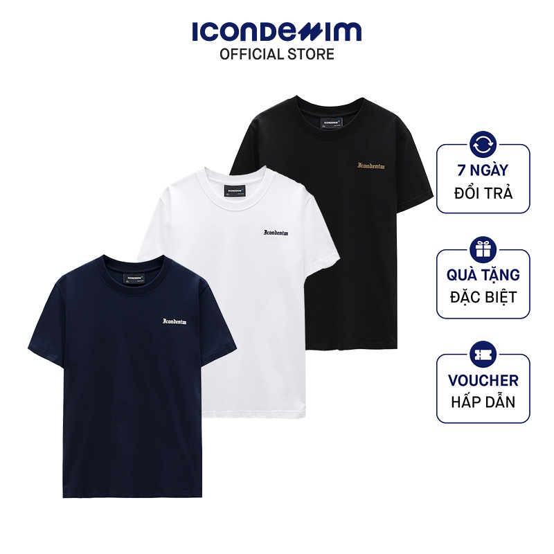 Áo Thun Nam Cotton Cổ Tròn ICONDENIM Regular Gothic Logo Trẻ Trung Thoải Mái ATID0170