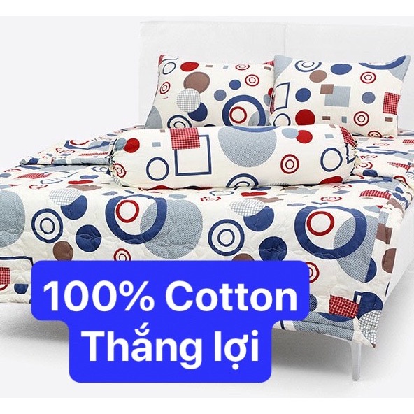 Bộ Drap Cotton Thắng Lợi Kèm Mền Chần Gòn / 5 món / {chuẩn logo CTY}