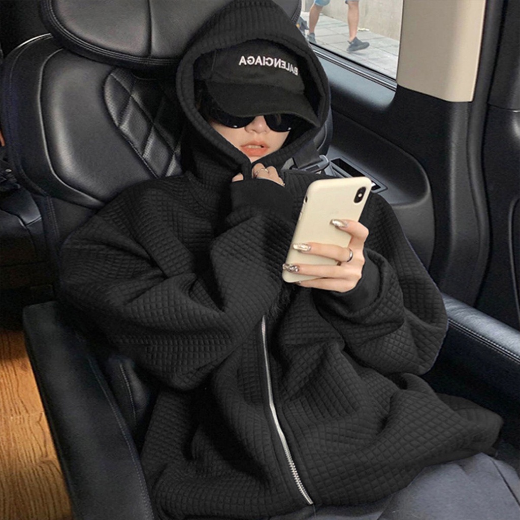 Áo khoác hoodie xốp vuông có mũ trùm có khóa kéo, túi trong, tay chống nắng Sereinclothing.st2w dành cho nữ
