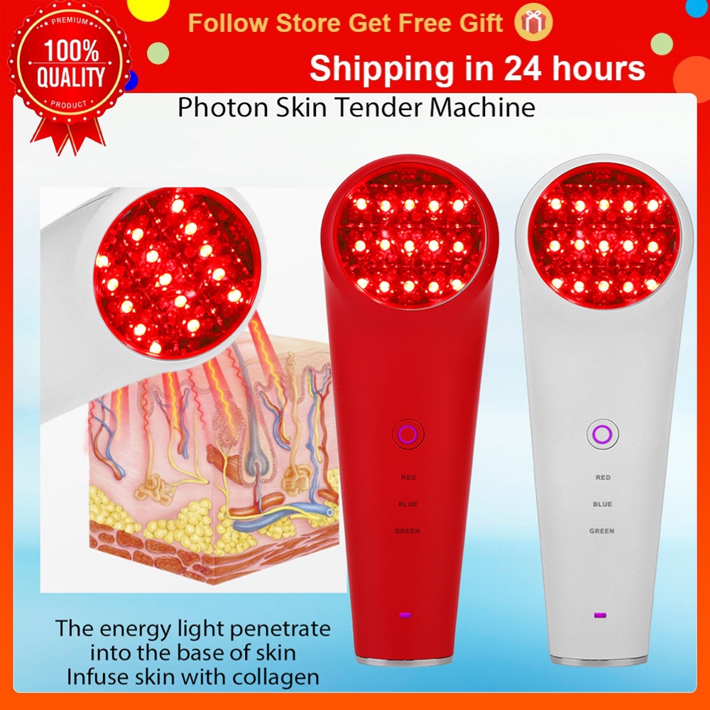 Máy massage trẻ hóa làn da sử dụng ánh sáng photon rf 2 màu loại bỏ nếp nhăn kèm phụ kiện