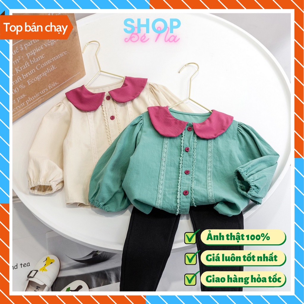 Áo sơ mi bé gái áo tay dài cho bé chất liệu cotton mềm cho bé từ 1 tuổi đến 8 tuổi phù hợp mặc đi học đi chơi