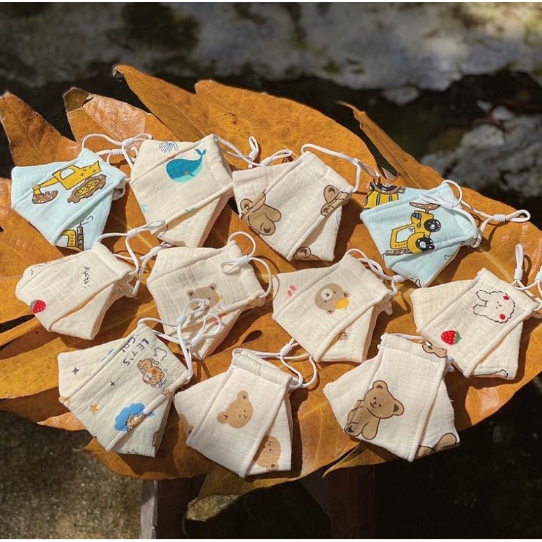 Khẩu trang vải linen lót vải xô muslin cho bé