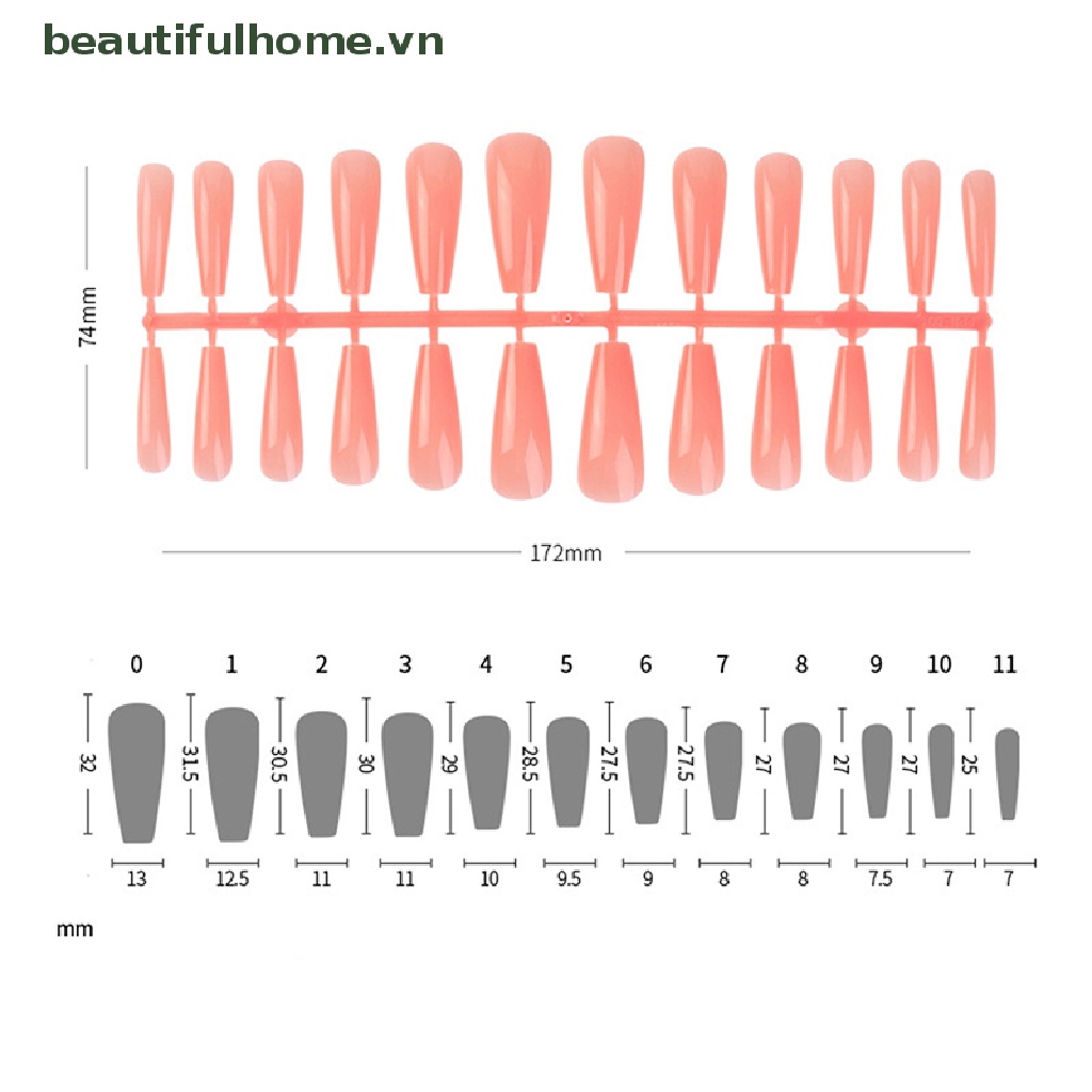 Bộ 240 Móng Tay Giả Hình Vuông Nối Dài Bảo Vệ Toàn Diện Màu Nude / Hồng