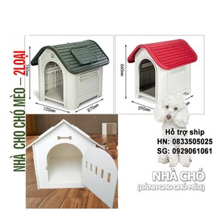 Nhà cho chó mèo ở - NHÀ NHỰA mái nhọn và mái vòm chuồng nuôi chó lớn