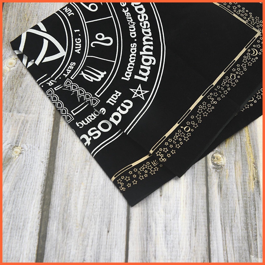 Khăn Trải Bàn Tarot Cung Hoàng Đạo Kèm Bánh Xe Triquetra Pagan