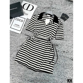 Đầm xoè cổ đức tay ngắn