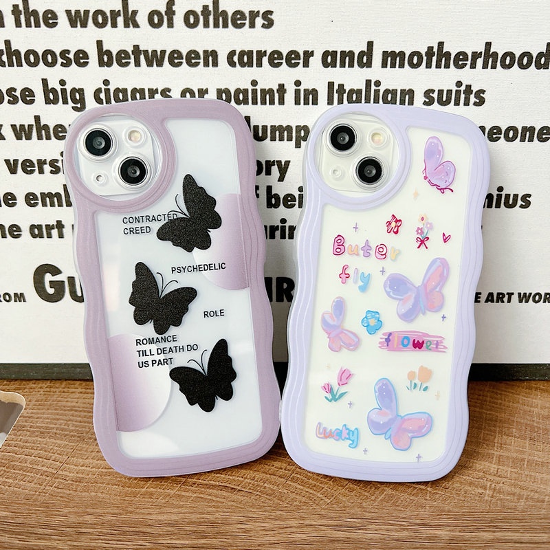 OPPO A17 A77S A76 A96 A54 4G 5G A16 A16S A74 A95 A94 A93 A55 A53 A33 2020 A52 A72 A92 A15S A15S A31 A1K A12E A3S A9 A5 A7 A5S A12 A11K A57 2022 A83 A71 2018 A59 F11 Pro F9 F7 F1S F5 Youth Cute Candy Wavy Edge Flower Butterfly Clear Soft Phone Case STB 23