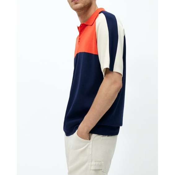 Áo polo Zara authentic KNIT COLOUR BLOCK size M