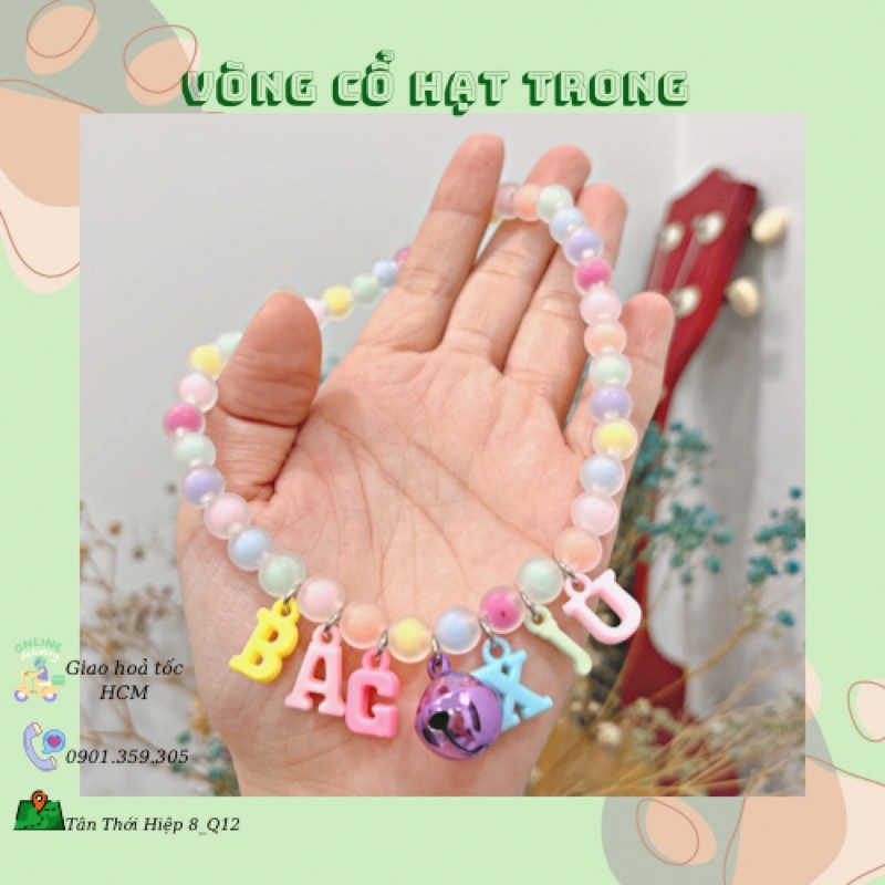 _ Vòng cổ hạt pastel trong suốt cho bé Cún- Mèo