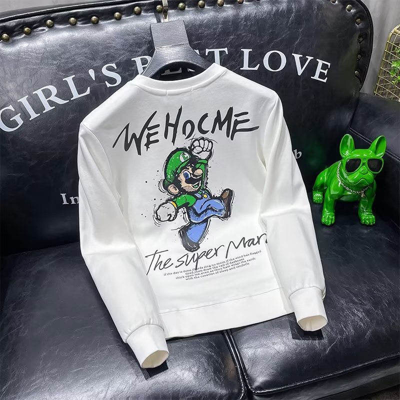 Áo Sweater Tay Dài Dáng Ôm In Họa Tiết Hoạt Hình Và Chữ Phong Cách Đường Phố Thời Trang Xuân Thu Cho Nam