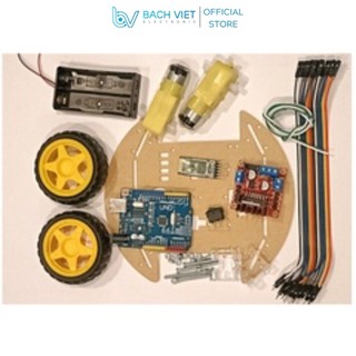 xe tự hành tránh vật cản tròn - Bộ khung xe robot 3 bánh 2 động cơ TRÒN - Nạp sẵn chương trình