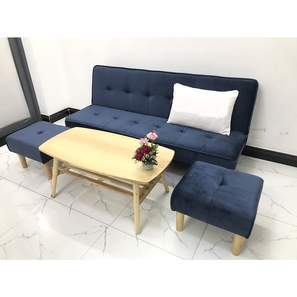 Bộ ghế sofa giường bed Tundo 1m7 x 90 gồm bàn chữ nhật gỗ cao su