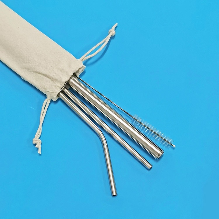 Set 3 Ống Hút Dài Inox 304 Đủ Size Kèm Chổi Cọ Rửa Và Túi Dây Rút