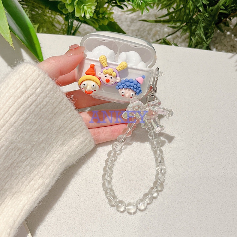 Sony WF-1000XM4 WF-1000XM3 LinkBuds S Ambie TW01 Cover Strawberry Bear Transparent Earphone Silicone Case Earbuds Waterproof Shockproof Soft Protective Headphone Cover Headset Skin