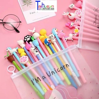 Set 20 cây bút bi mực xanh, đen hình đầu thú siêu cute