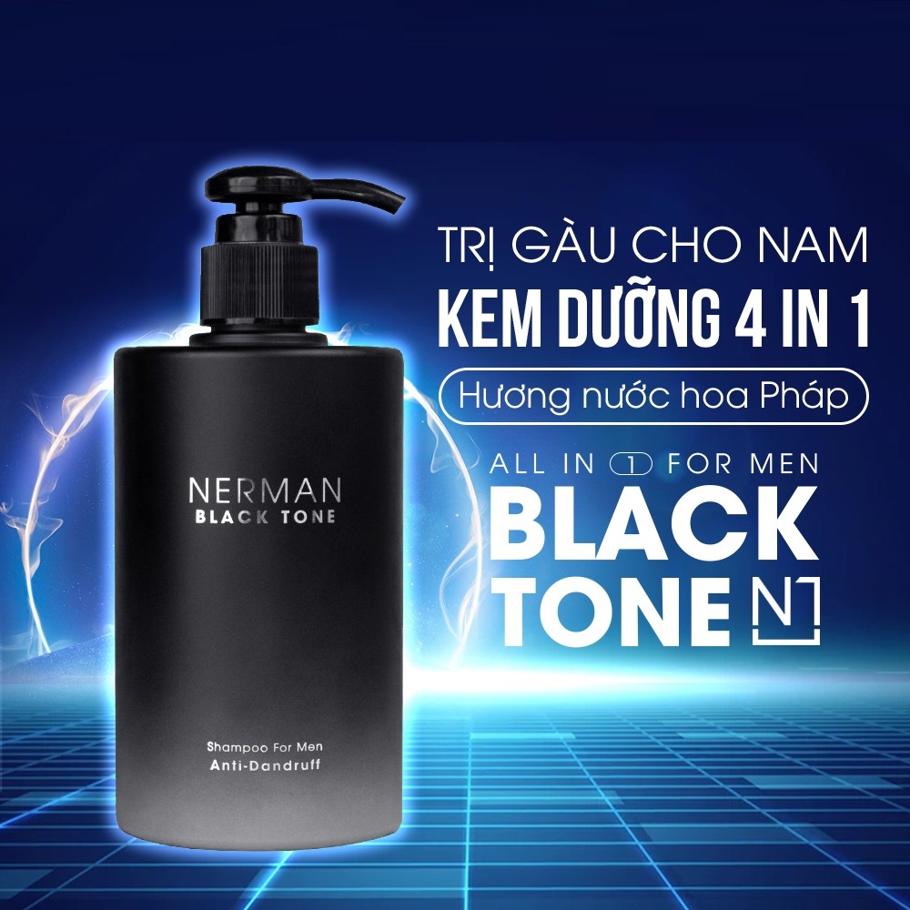 Dầu gội sạch gàu cho nam Nerman Black Tone 350g - Hương nước hoa pháp - Giảm rụng tóc - Sạch dầu nhờn