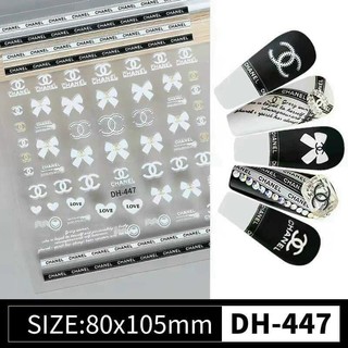 Sticker nơ thương hiệu dán móng, channel, dior, LV, ysl