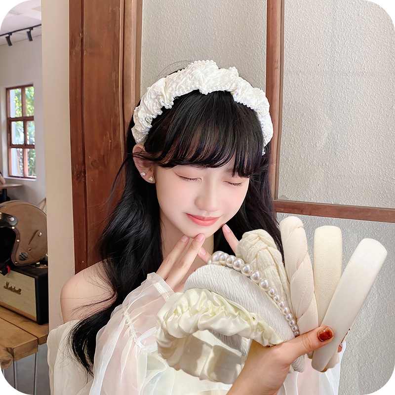 Băng Đô Cài Tóc Màu Trắng Thiết Kế Đơn Giản Thời Trang Cao Cấp