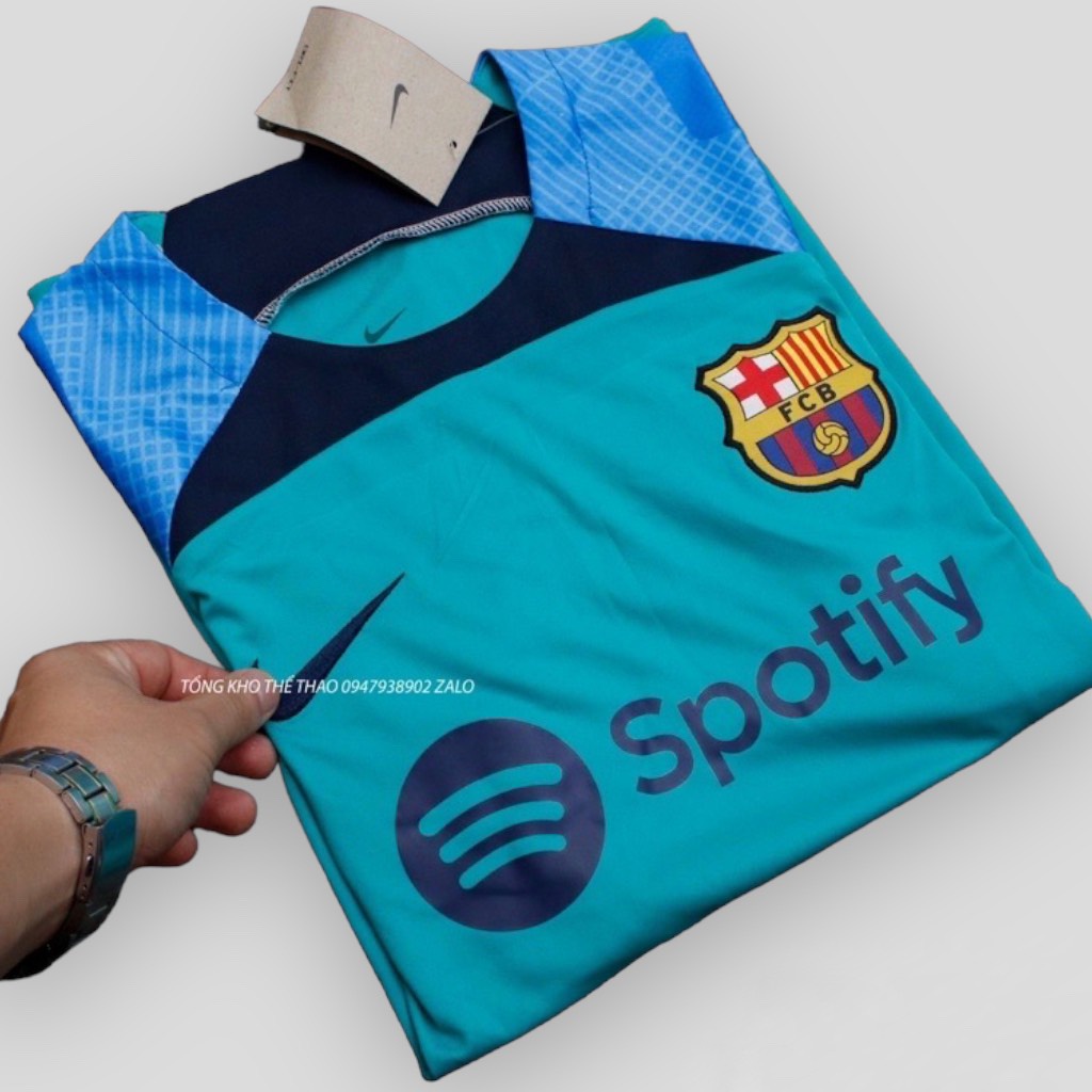 Bộ quần áo đá banh ĐT Barca màu xanh ngọc mùa 2023_Hàng cao cấp THái