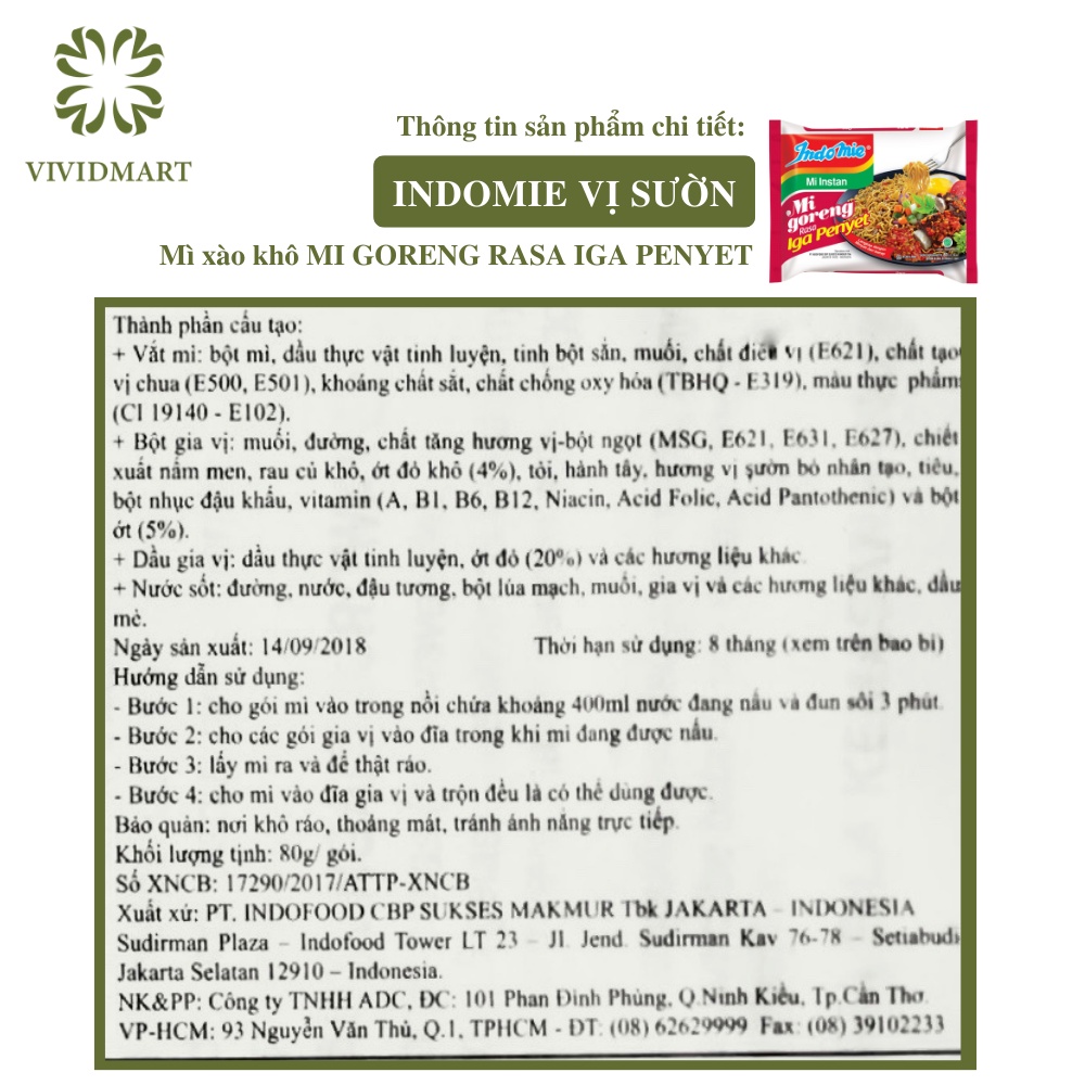 - INDOFOOD - Mì xào khô Indomie Mi Goreng đủ 4 vị: Đặc biệt, sườn, cay nồng, bò cay  - Mì Ăn L