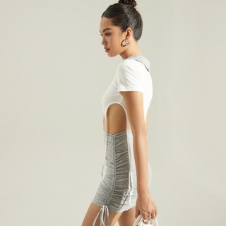 MAYBI Đầm thun ôm cutout eo phối dây rút